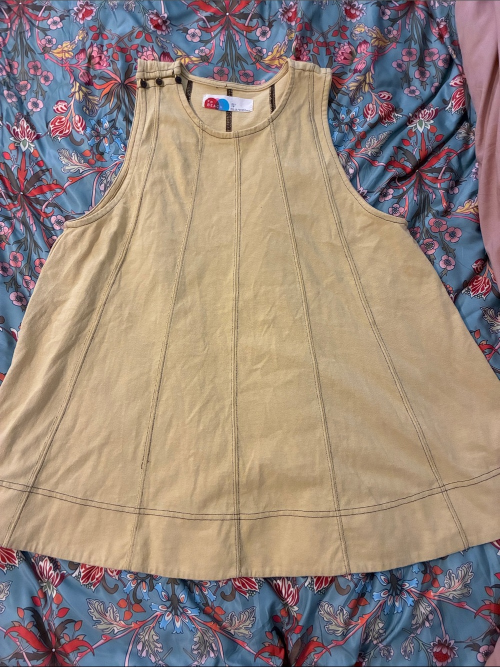 Free People beach line  Tank Top yellowish green